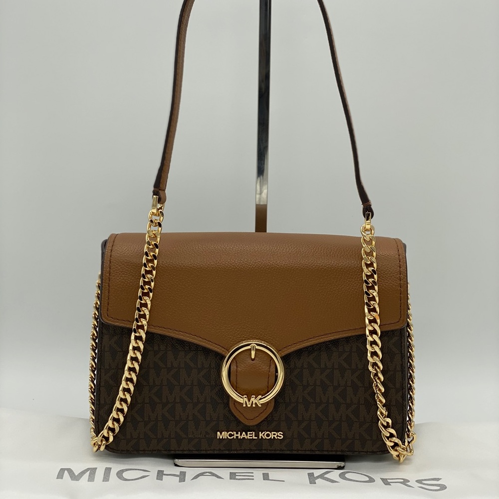 MICHAEL KORS WANDA MEDIUM SHOULDER CROSSBODY BROWN - Picture 5 of 16